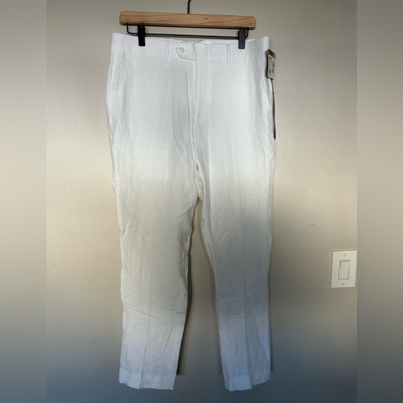 Bar III Pants Mens Bar Iii Slimfit White Linen Dress Pants Size 33
